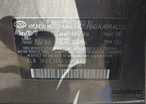 2017 Hyundai Sonata Sport from USA, damaged, VIN 5NPE34AF5HH544595